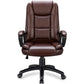 Brown Leather Executive Chair with Lumbar Support By Homeroots | Office Chairs | Modishstore - 7