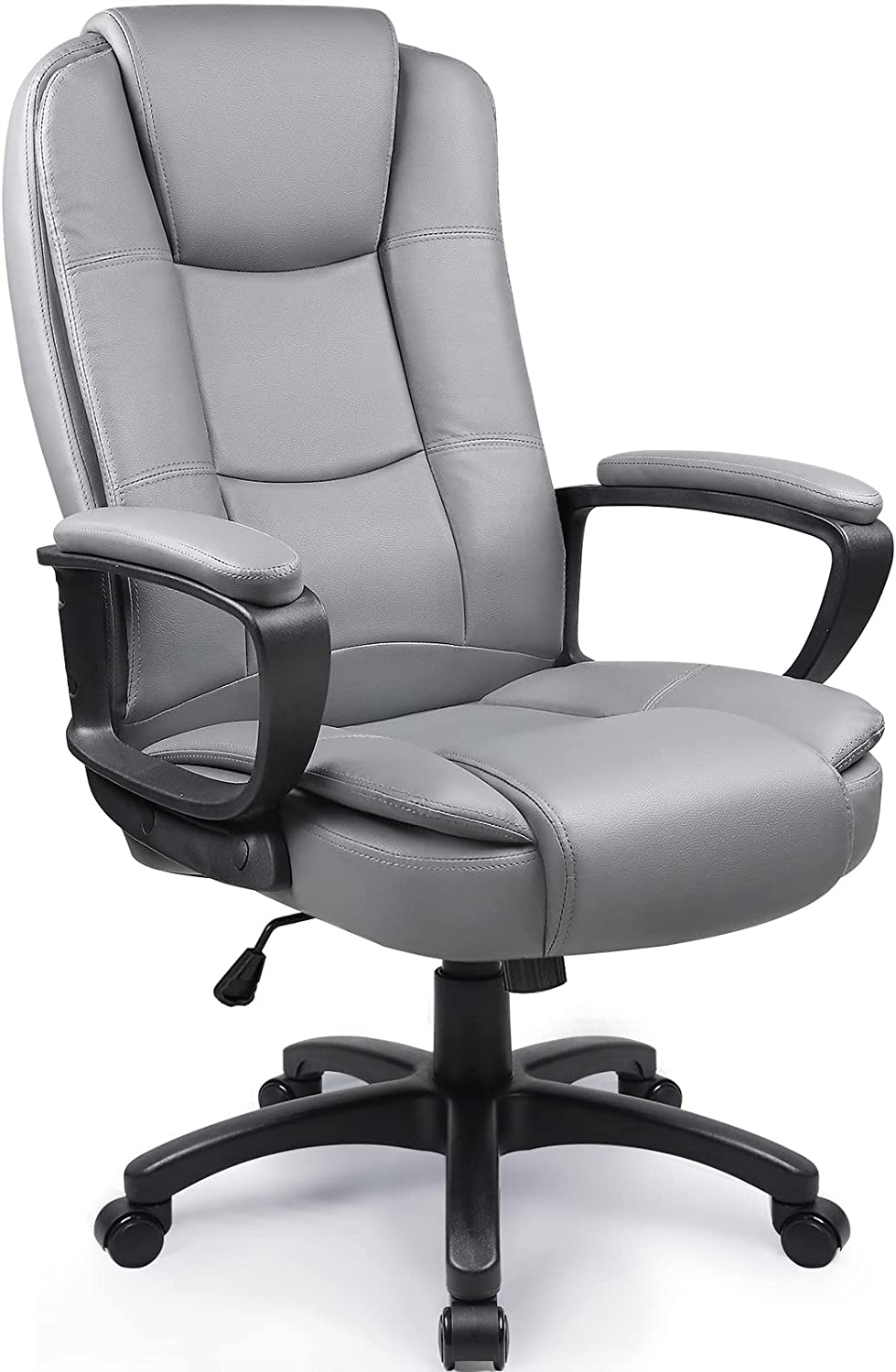 Light Gray Leather Executive Chair with Lumbar Support By Homeroots | Office Chairs | Modishstore - 2