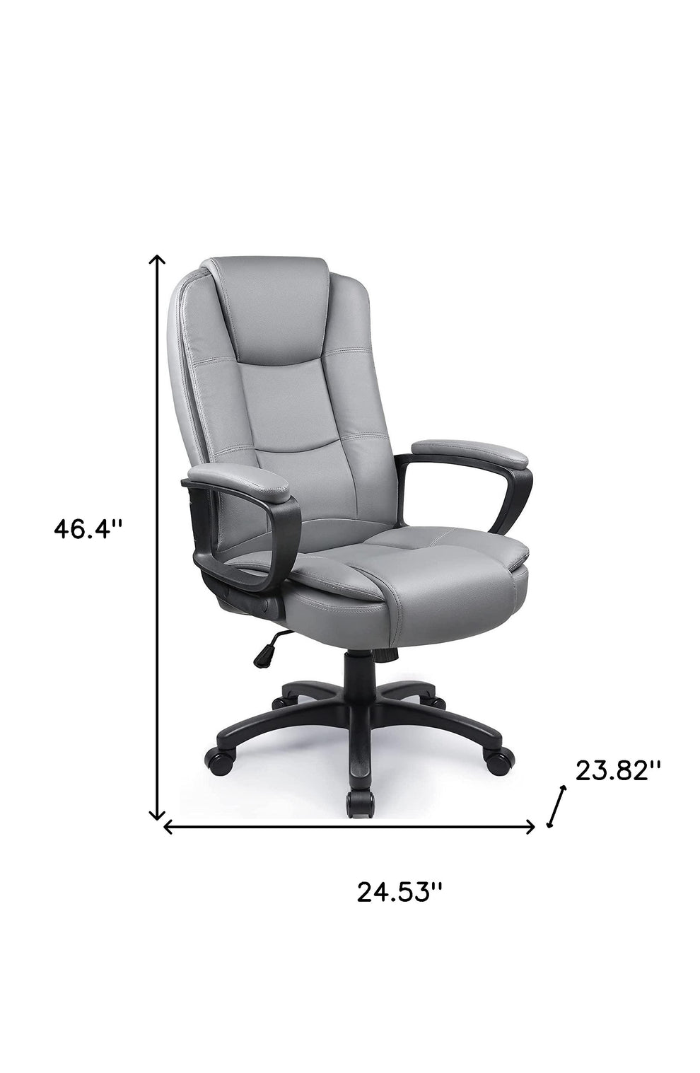 Light Gray Leather Executive Chair with Lumbar Support By Homeroots | Office Chairs | Modishstore - 3