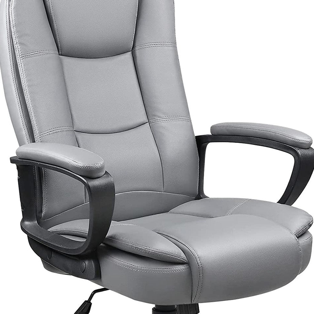 Light Gray Leather Executive Chair with Lumbar Support By Homeroots | Office Chairs | Modishstore - 4