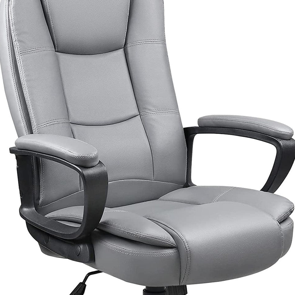 Light Gray Leather Executive Chair with Lumbar Support By Homeroots | Office Chairs | Modishstore - 5