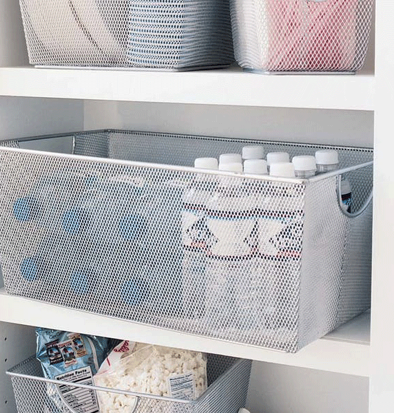 Storage Nest-Mesh-Long-Silver Set of 4 by Texture Designideas | Bins, Baskets & Buckets | Modishstore-2