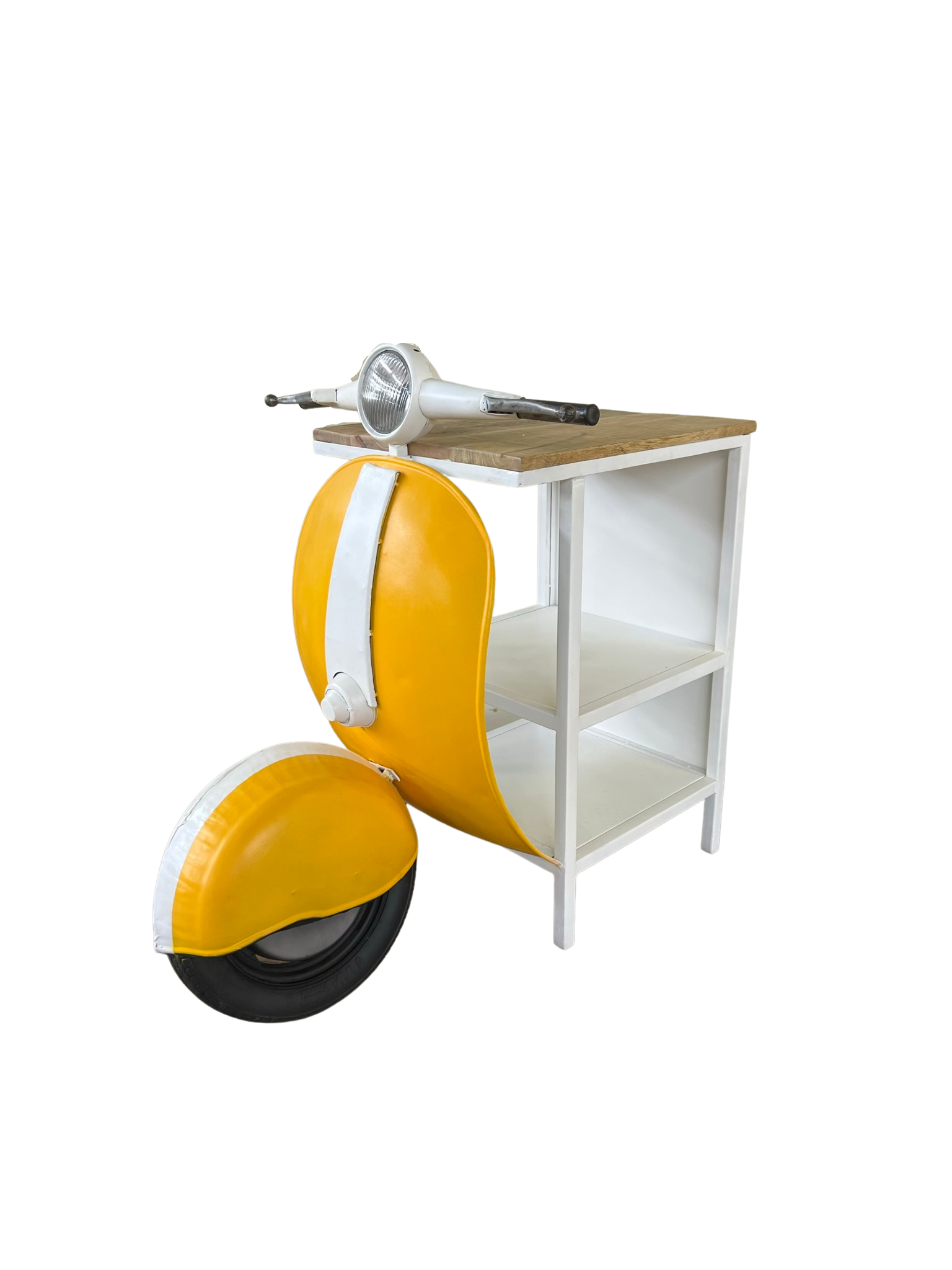 Yellow Wood And Metal Mini Scooter End or Side Table By Homeroots | End Tables | Modishstore - 2