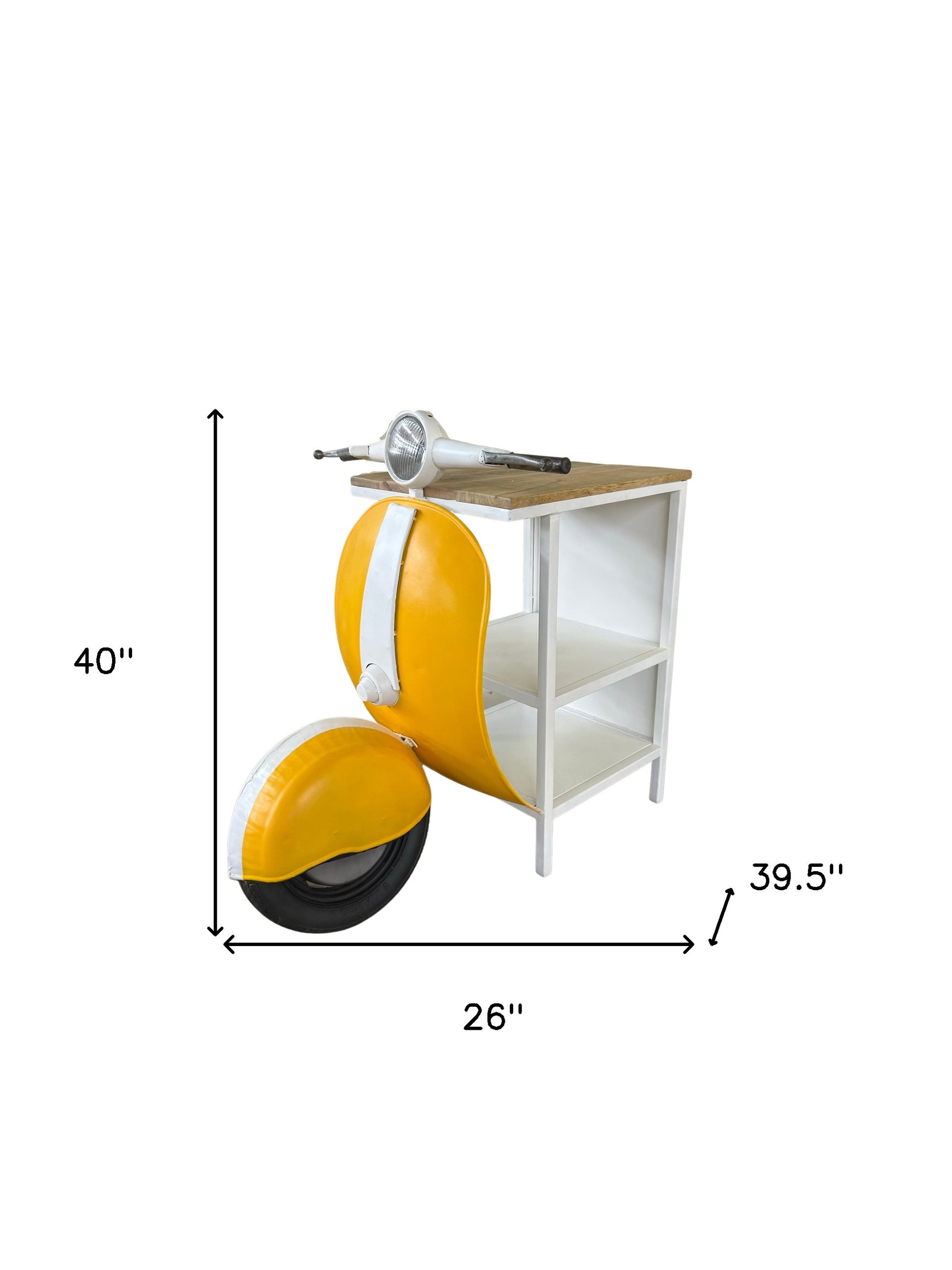 Yellow Wood And Metal Mini Scooter End or Side Table By Homeroots | End Tables | Modishstore - 5