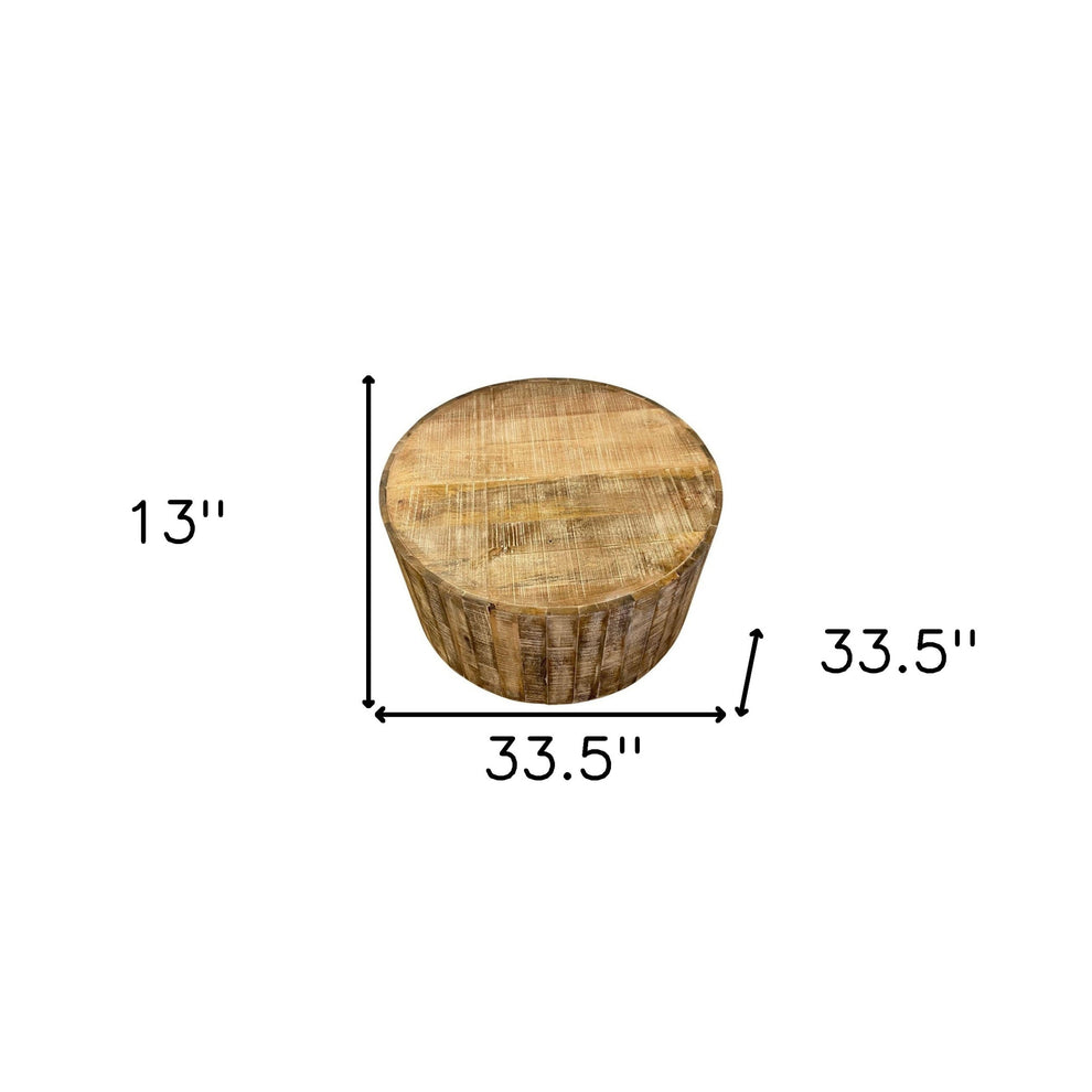 34" Natural Solid Wood Round Bunching Coffee Tables By Homeroots | Coffee Tables | Modishstore - 8