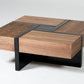 Modern Walnut and Black Square Coffee Table with Storage By Homeroots