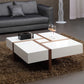 Modern White and Walnut Square Coffee Table with Storage By Homeroots | Coffee Tables | Modishstore