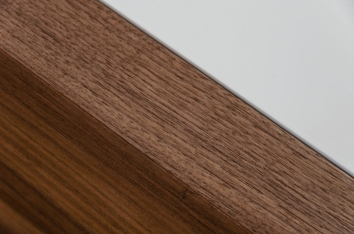 Modern White and Walnut Square Coffee Table with Storage By Homeroots | Coffee Tables | Modishstore - 4