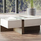 Modern White and Walnut Square Coffee Table with Storage By Homeroots | Coffee Tables | Modishstore - 5