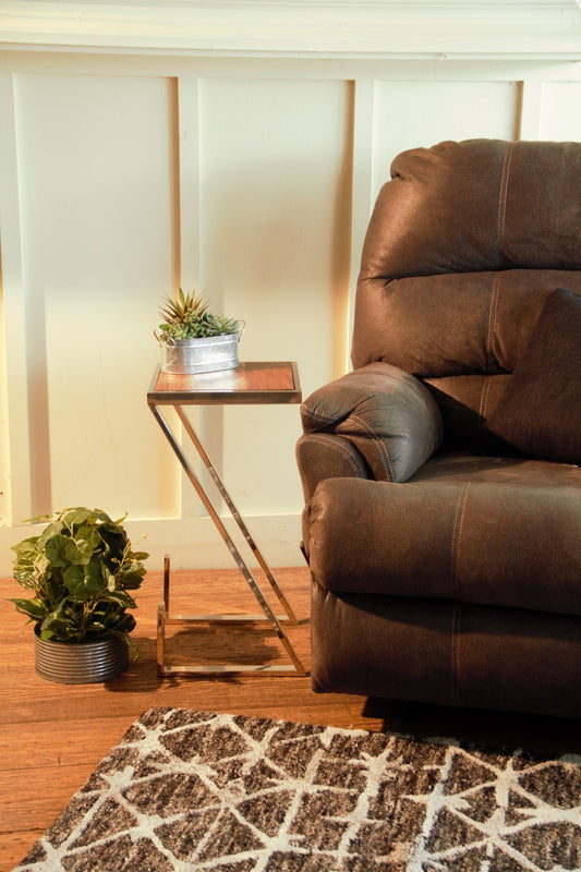 Stylish Asymmetrical Wood and Metal Z shaped Side Table By Homeroots | End Tables | Modishstore