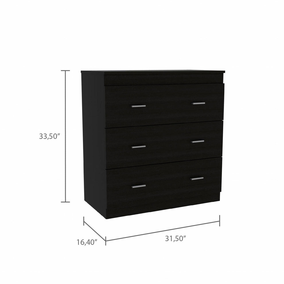33" Black Three Drawer Dresser By Homeroots | Dressers | Modishstore - 3