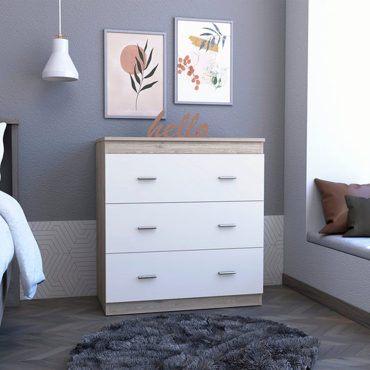 33" Light Gray and White Three Drawer Dresser By Homeroots | Dressers | Modishstore