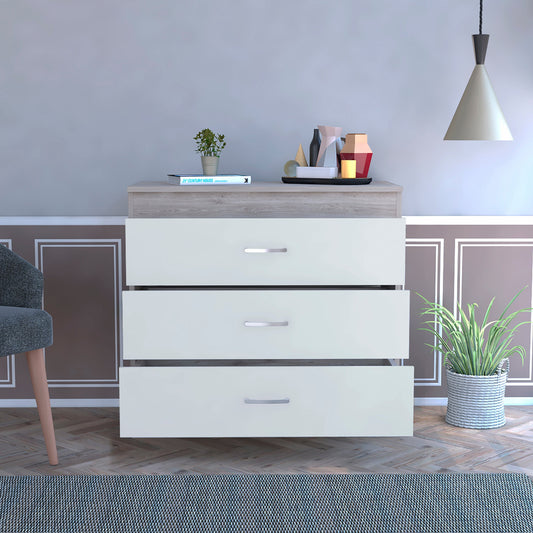 29" Light Gray and White Three Drawer Dresser By Homeroots | Dressers | Modishstore