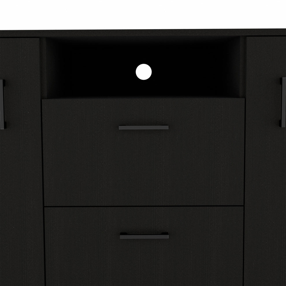 Black Three Door Closet with Two Drawers By Homeroots | Dressers | Modishstore - 6