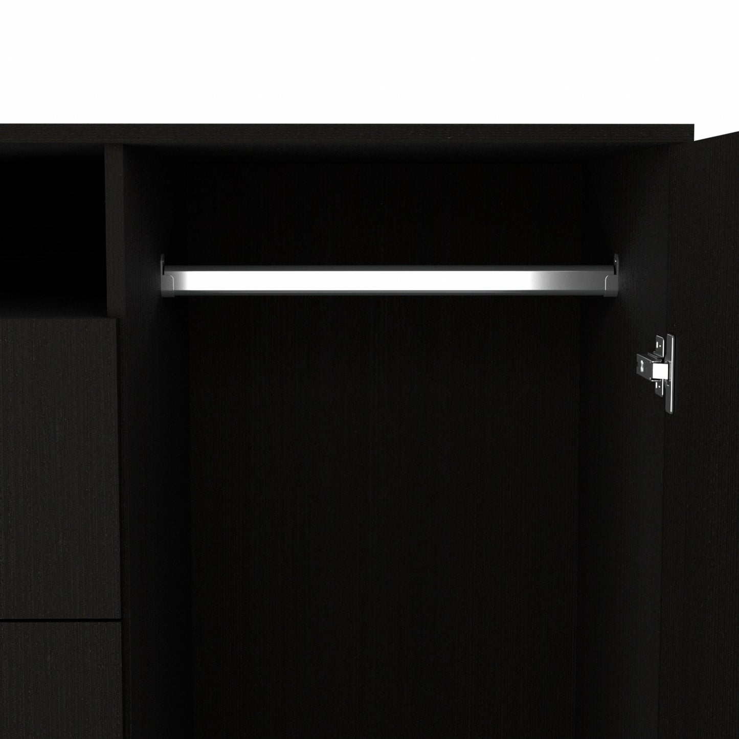 Black Three Door Closet with Two Drawers By Homeroots | Dressers | Modishstore - 8