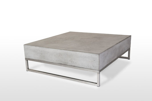 Modern Square Dark Gray Concrete and Steel Coffee Table By Homeroots | Coffee Tables | Modishstore