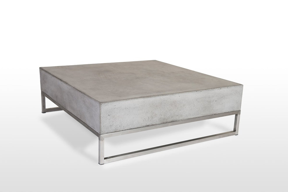 Modern Square Dark Gray Concrete and Steel Coffee Table By Homeroots | Coffee Tables | Modishstore - 2