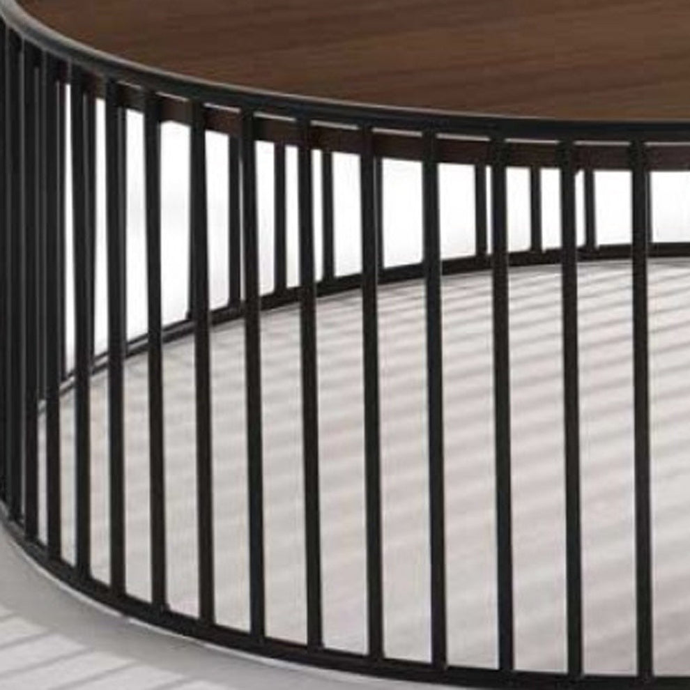 Modern Walnut and Black Metal Rods Round Coffee Table By Homeroots | Coffee Tables | Modishstore - 4