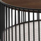 Modern Walnut and Black Metal Rods Round Coffee Table By Homeroots | Coffee Tables | Modishstore - 5