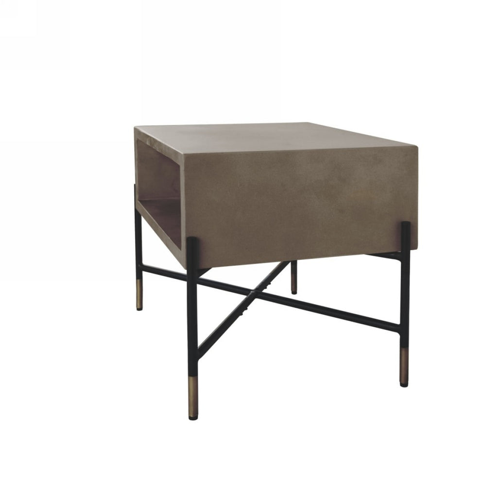 Modern Gray Concrete and Black Metal Coffee Table By Homeroots | Coffee Tables | Modishstore - 2