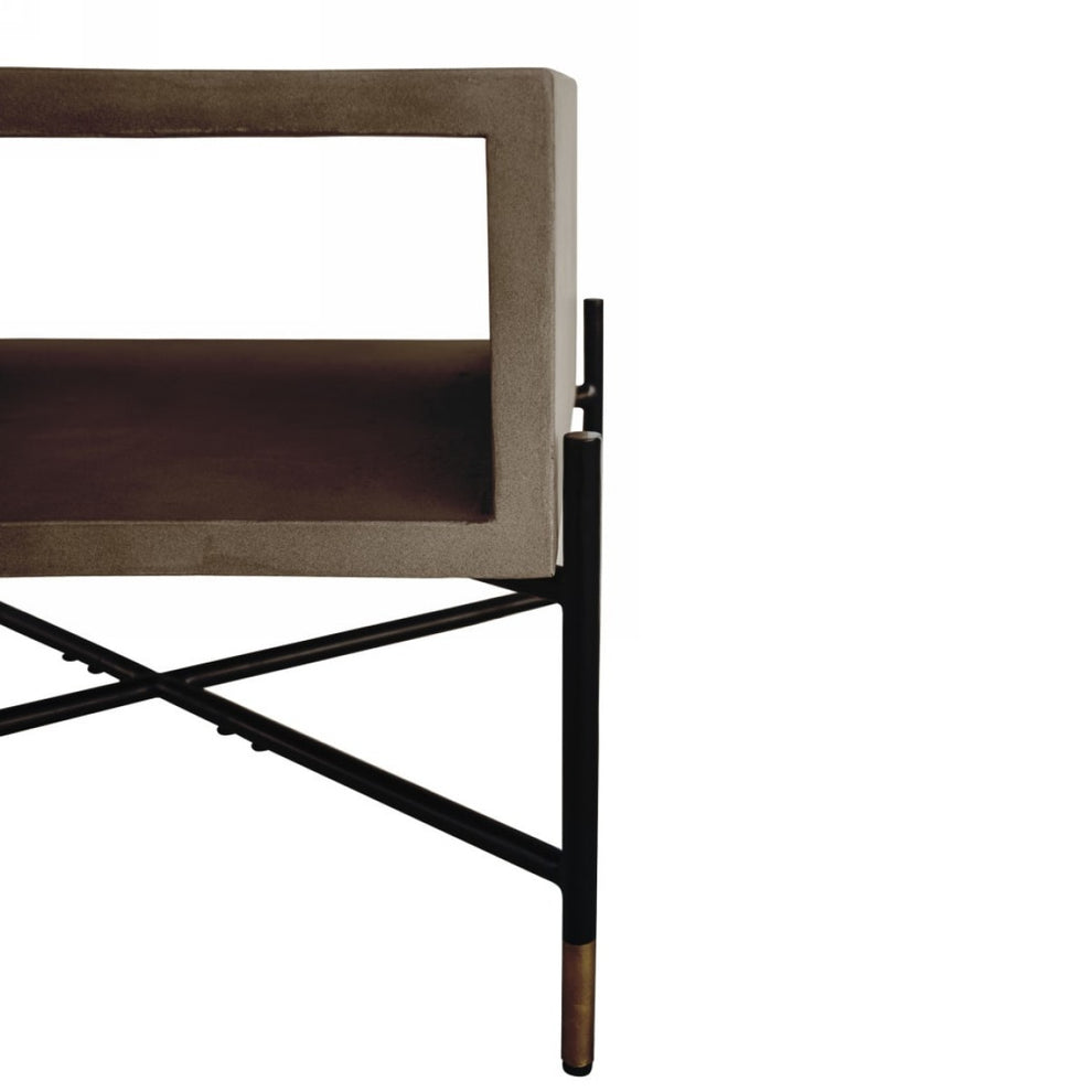 Modern Gray Concrete and Black Metal Coffee Table By Homeroots | Coffee Tables | Modishstore - 4
