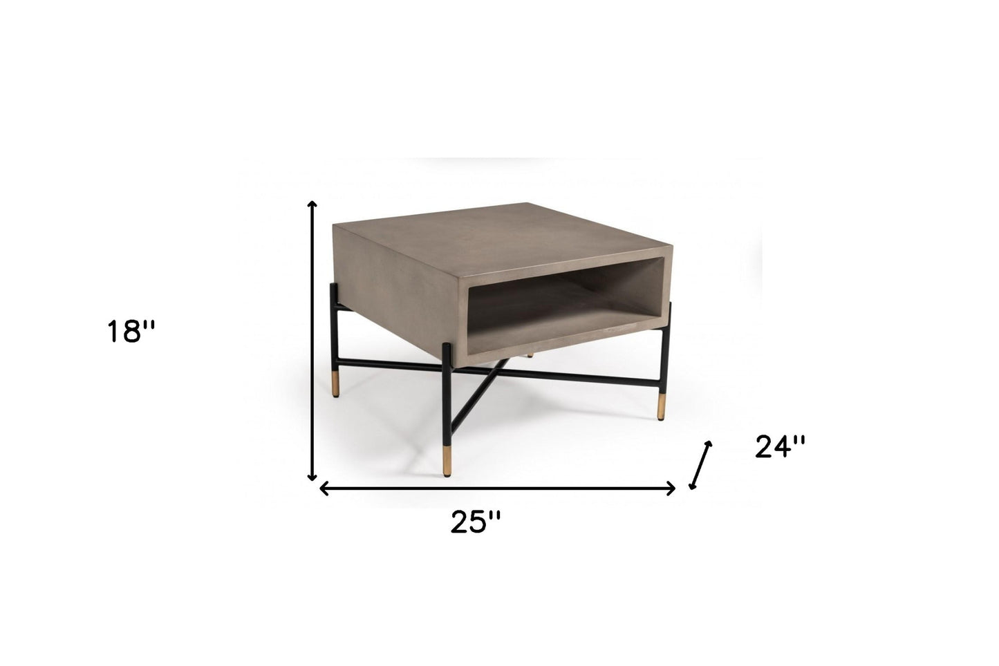 Modern Gray Concrete and Black Metal Coffee Table By Homeroots | Coffee Tables | Modishstore - 5