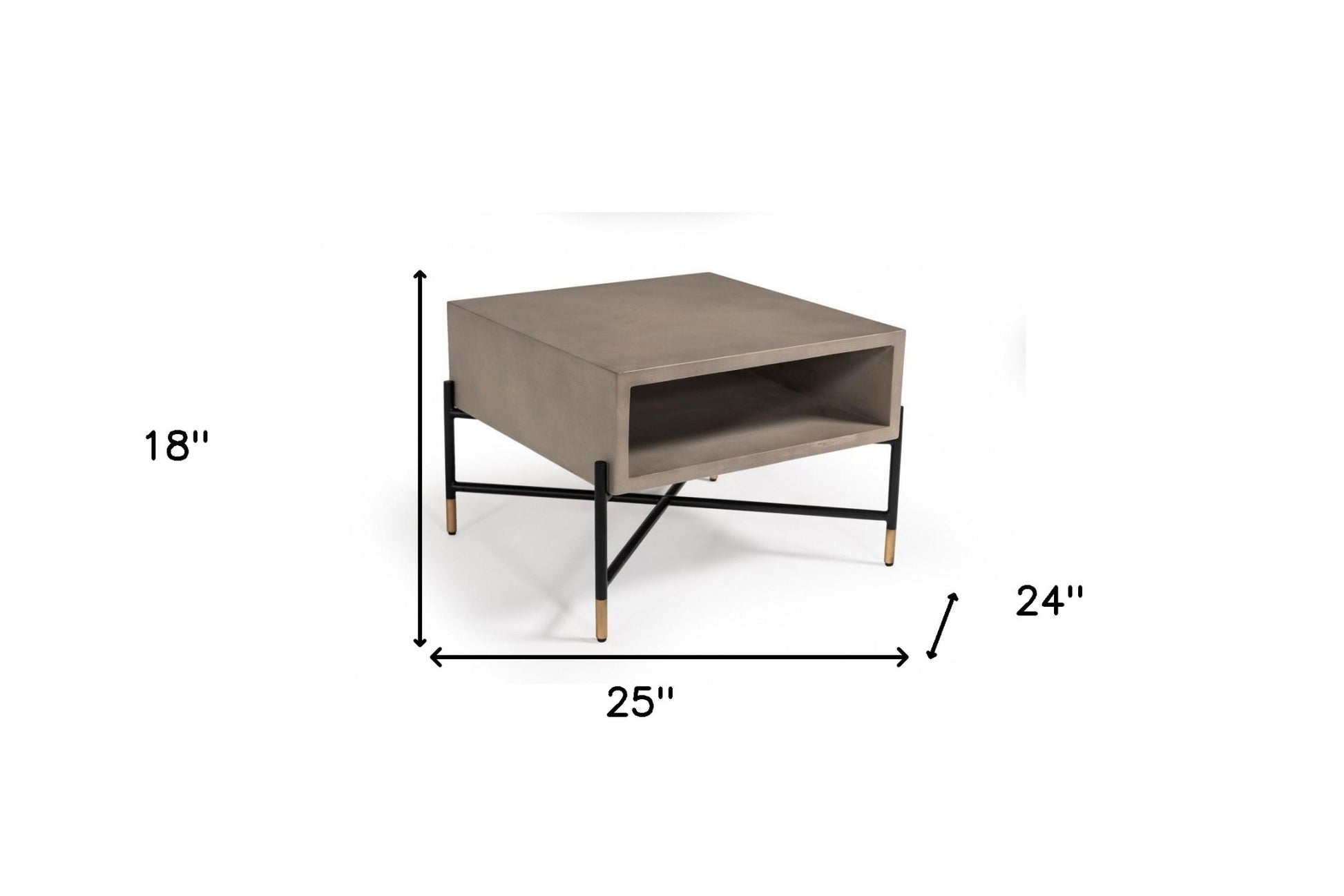Modern Gray Concrete and Black Metal Coffee Table By Homeroots | Coffee Tables | Modishstore - 5