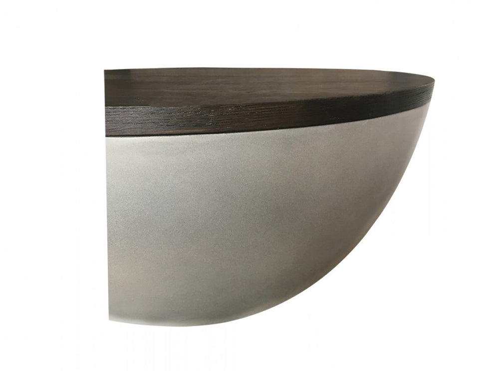 Modern Grey Concrete and Brown Oak Round Coffee Table By Homeroots | Coffee Tables | Modishstore - 3