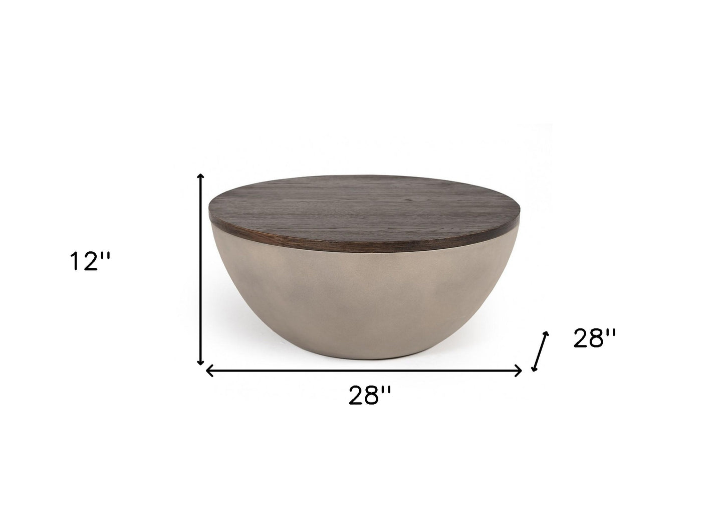 Modern Grey Concrete and Brown Oak Round Coffee Table By Homeroots | Coffee Tables | Modishstore - 7