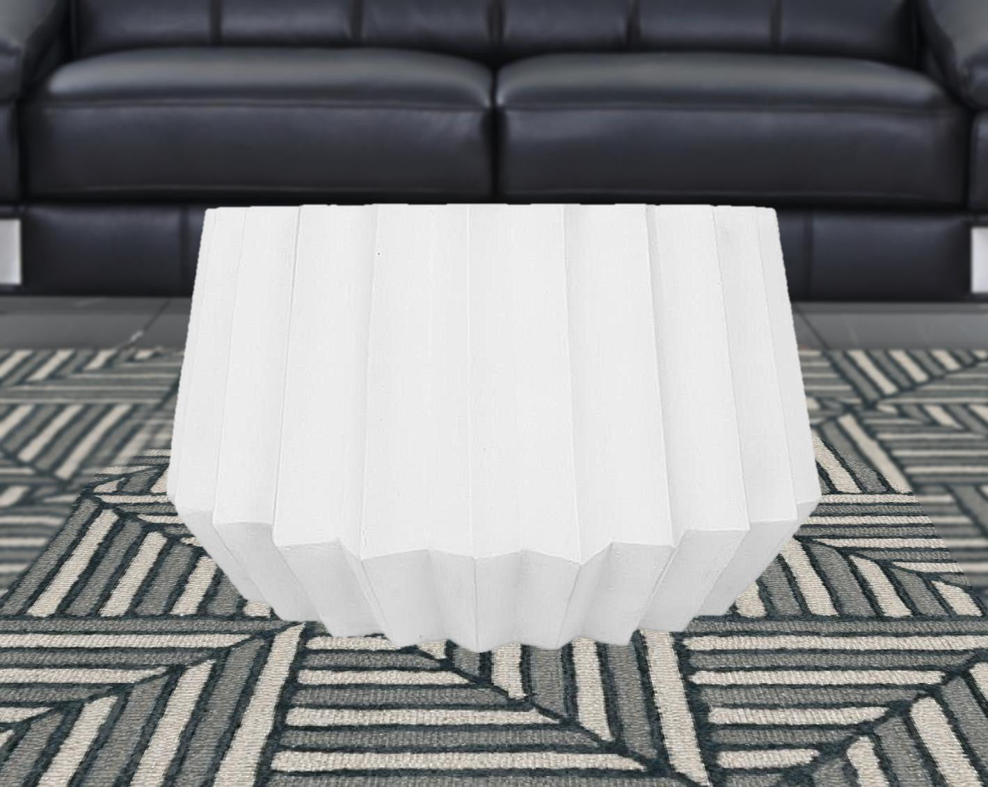 Modern White Concrete Abstract Coffee Table By Homeroots | Coffee Tables | Modishstore - 2