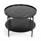 Modern Black Marble Painted Round Metal Coffee Table By Homeroots | Coffee Tables | Modishstore - 2