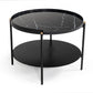 Modern Black Marble Painted Round Metal Coffee Table By Homeroots | Coffee Tables | Modishstore - 4