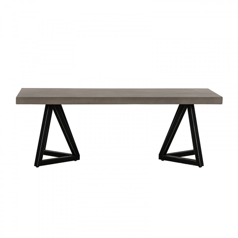 Modern Dark Gray Concrete and Black Metal Coffee Table By Homeroots | Coffee Tables | Modishstore - 2