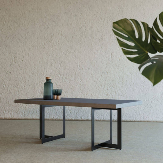 Modern Dark Gray Concrete and Black Steel Coffee Table By Homeroots | Coffee Tables | Modishstore