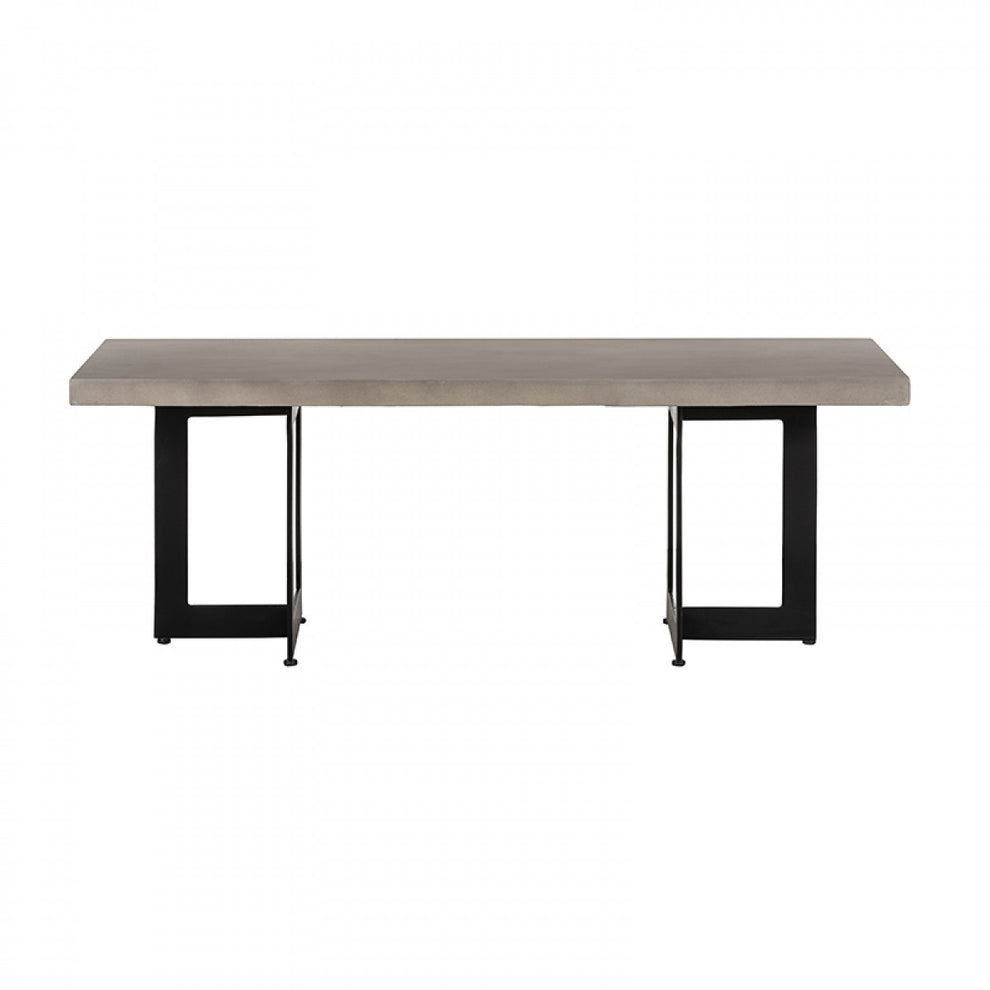 Modern Dark Gray Concrete and Black Steel Coffee Table By Homeroots | Coffee Tables | Modishstore - 2