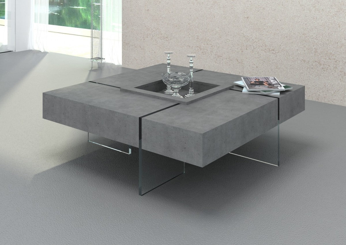 Modern Gray Faux Concrete and Glass Floating Coffee Table By Homeroots | Coffee Tables | Modishstore