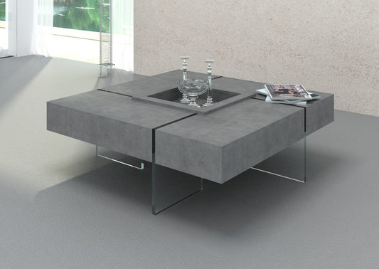 Modern Gray Faux Concrete and Glass Floating Coffee Table By Homeroots | Coffee Tables | Modishstore