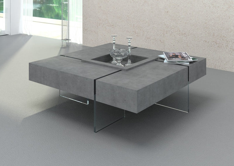 Modern Gray Faux Concrete and Glass Floating Coffee Table By Homeroots | Coffee Tables | Modishstore