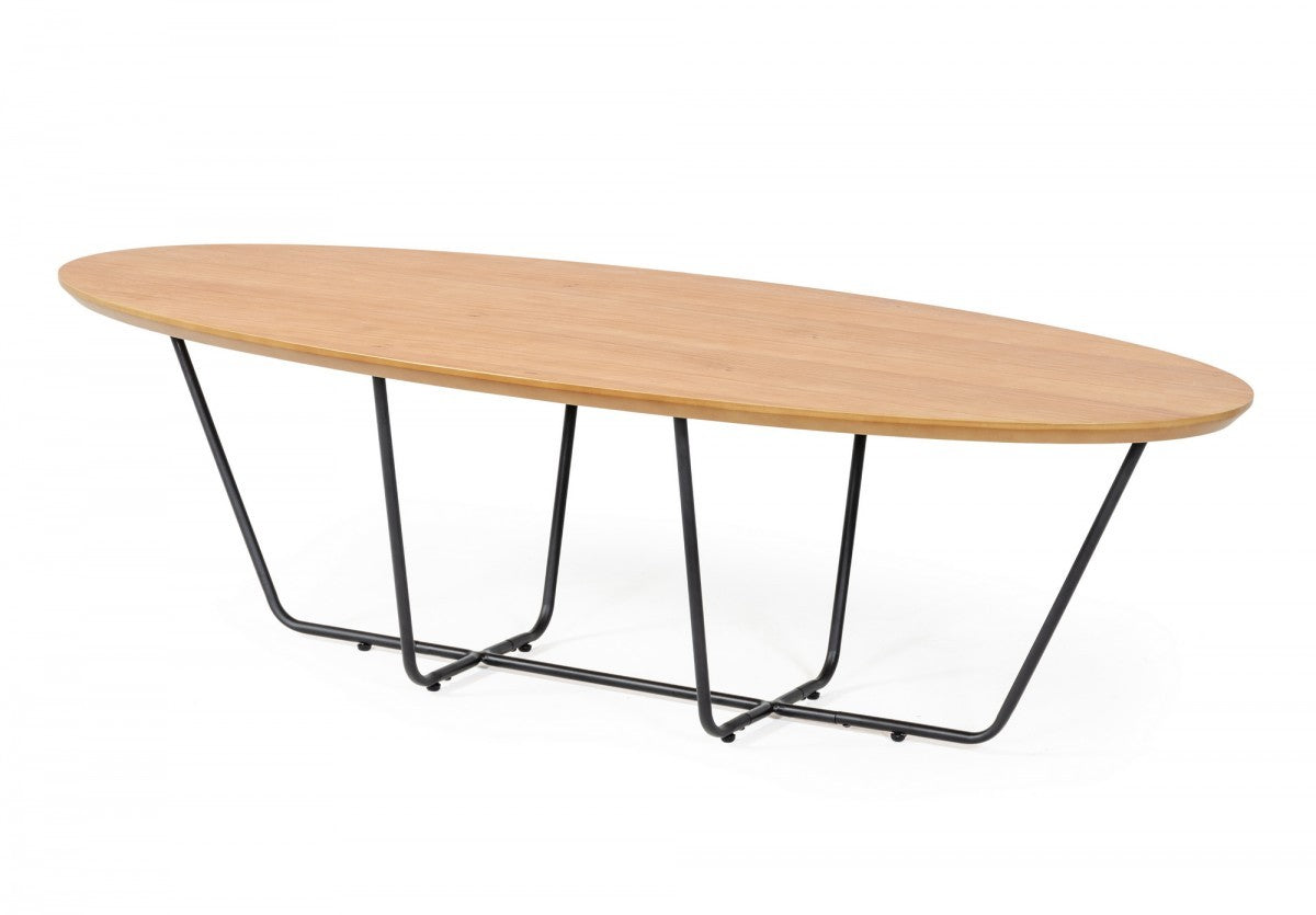 Industrial Large Oak and Black Powder Metal Coffee Table By Homeroots | Coffee Tables | Modishstore - 2