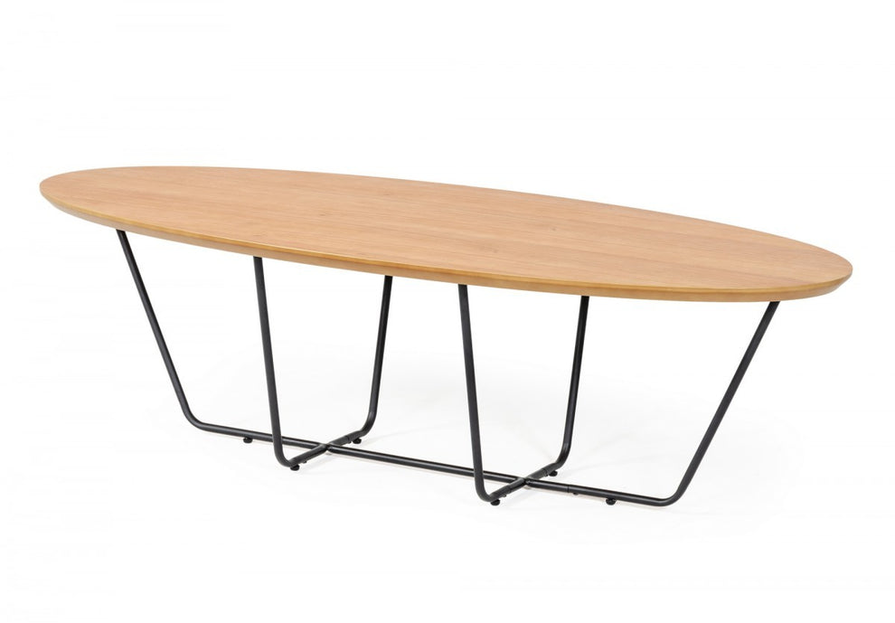 Industrial Large Oak and Black Powder Metal Coffee Table By Homeroots | Coffee Tables | Modishstore - 2