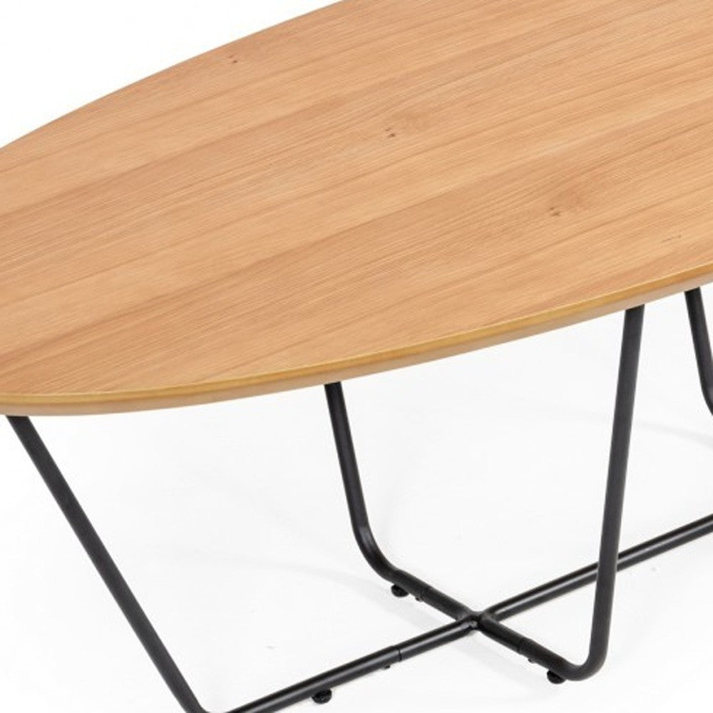 Industrial Large Oak and Black Powder Metal Coffee Table By Homeroots | Coffee Tables | Modishstore - 6