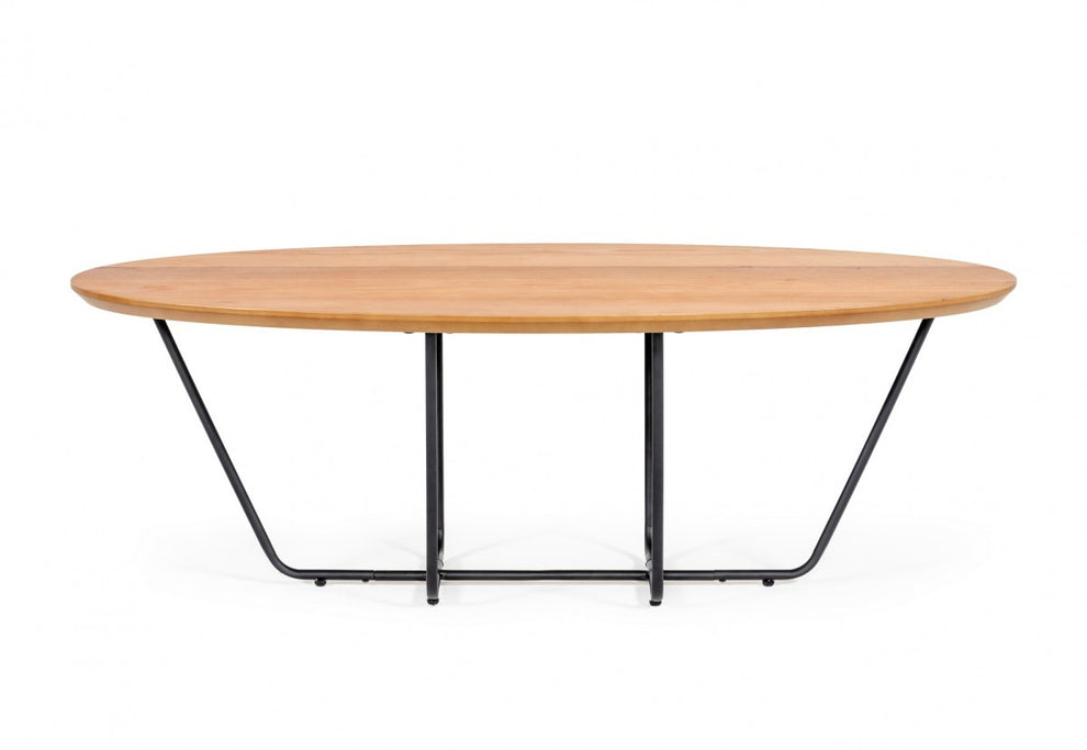 Industrial Small Oak and Black Powder Metal Coffee Table By Homeroots | Coffee Tables | Modishstore - 2