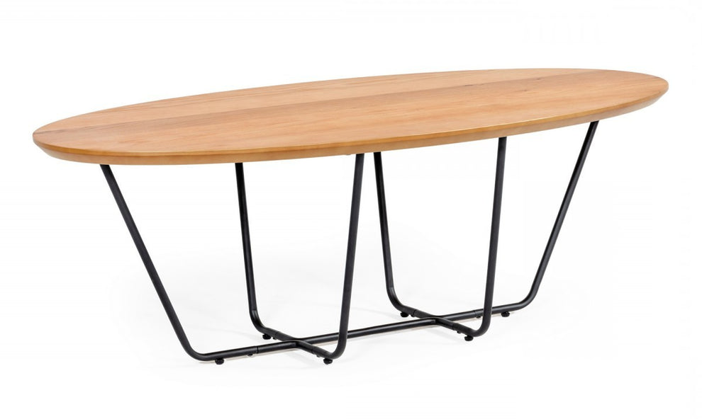 Industrial Small Oak and Black Powder Metal Coffee Table By Homeroots | Coffee Tables | Modishstore - 4