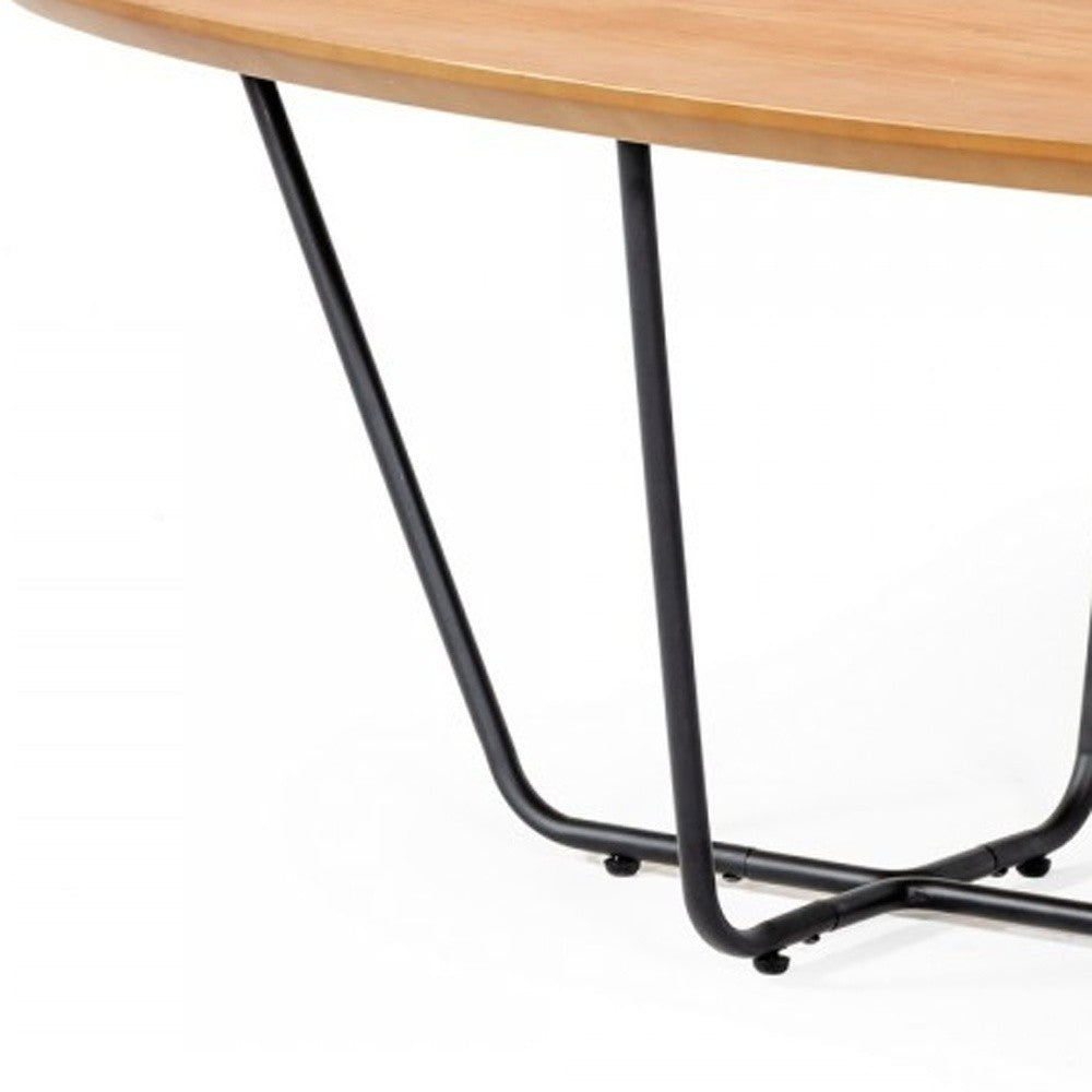 Industrial Small Oak and Black Powder Metal Coffee Table By Homeroots | Coffee Tables | Modishstore - 6