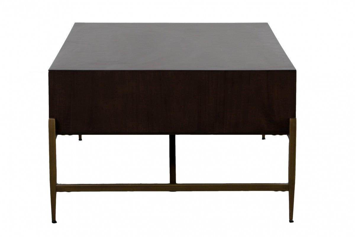 Modern Dark Mango Acacia and Brass Coffee Table By Homeroots | Coffee Tables | Modishstore - 5