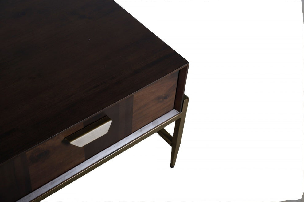 Modern Dark Mango Acacia and Brass Coffee Table By Homeroots | Coffee Tables | Modishstore - 6