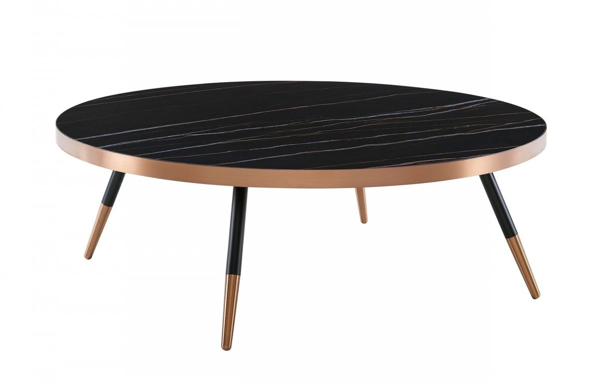Modern Large Black and Gold Ceramic Coffee Table By Homeroots | Coffee Tables | Modishstore - 2