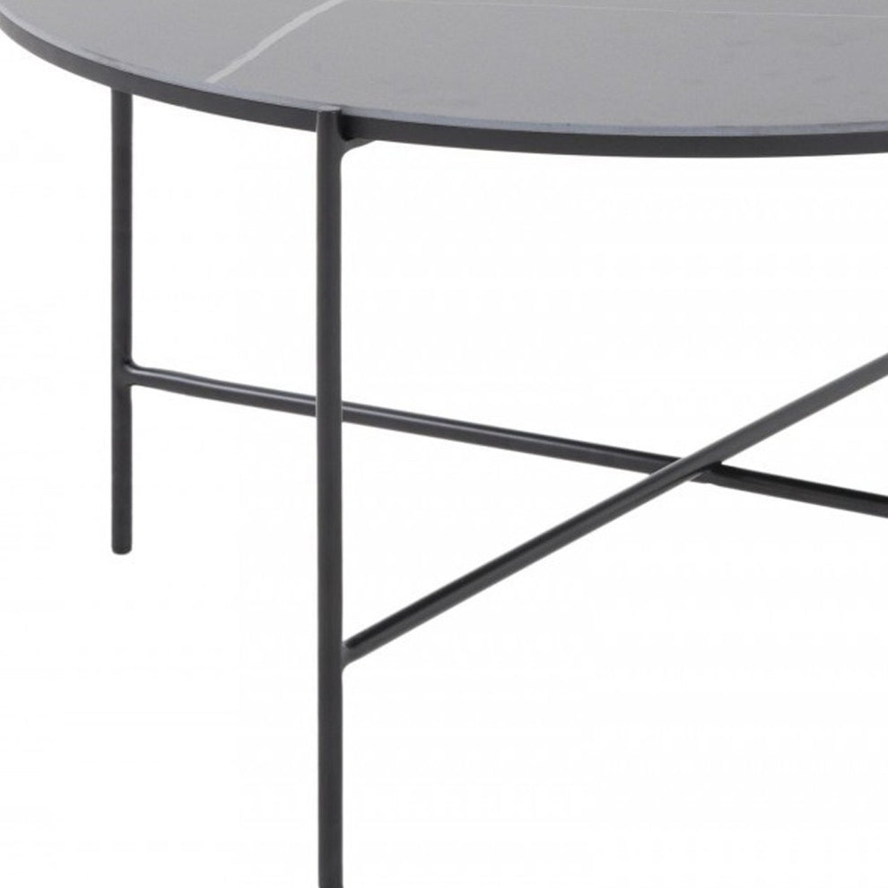 Modern Black Ceramic Round Coffee Table By Homeroots | Coffee Tables | Modishstore - 3