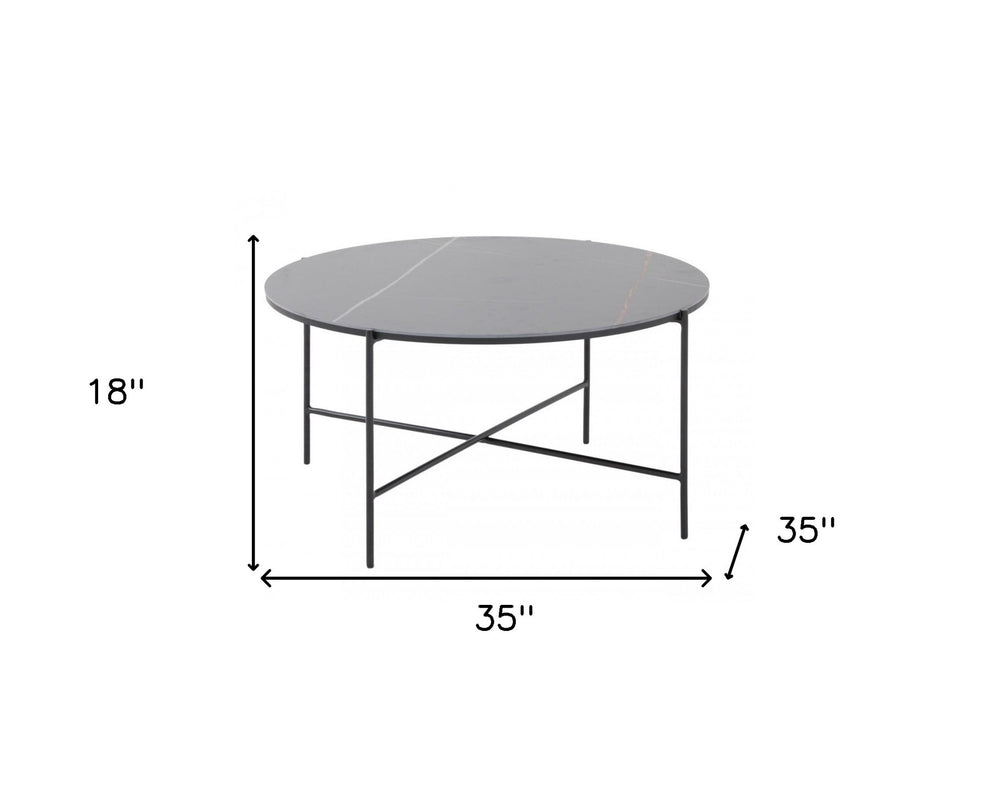 Modern Black Ceramic Round Coffee Table By Homeroots | Coffee Tables | Modishstore - 5