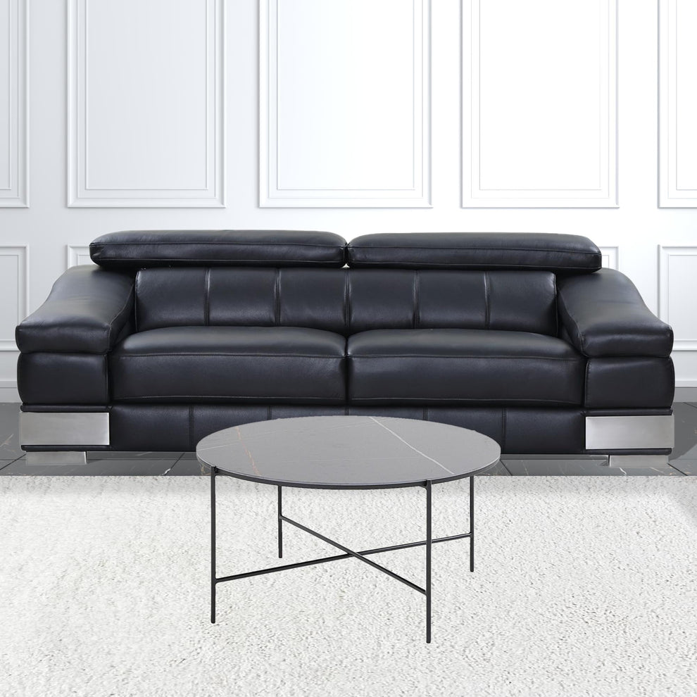 Modern Black Ceramic Round Coffee Table By Homeroots | Coffee Tables | Modishstore - 2